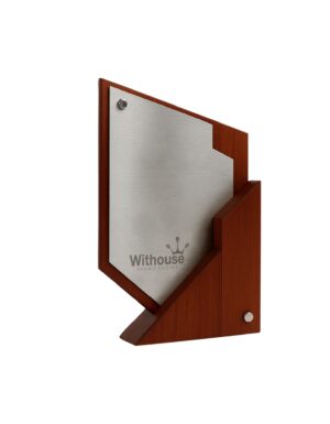 TROFEO MODERNO ACERO Y MADERA