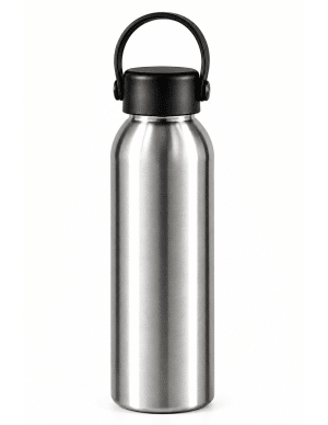 Botella Eco plateada de 20 oz con asa