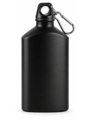 Botella Eco Cantimplora negra de 16 oz con argolla