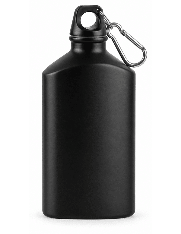Botella Eco Cantimplora negra de 16 oz con argolla