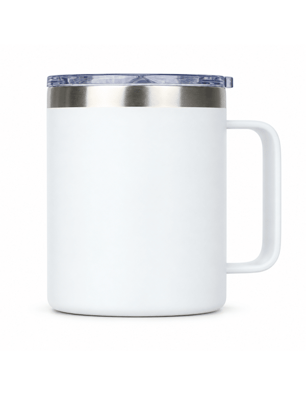 Taza térmica blanca de 14 oz con asa