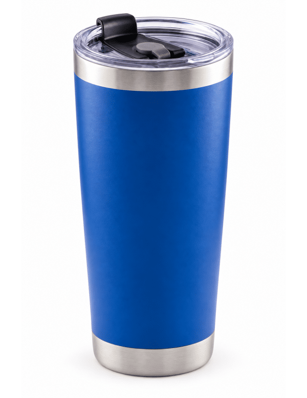 Termo azul de 20 oz con tapa transparente