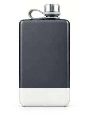 Licorera de acero inoxidable de 8.5 oz, color negro y plata