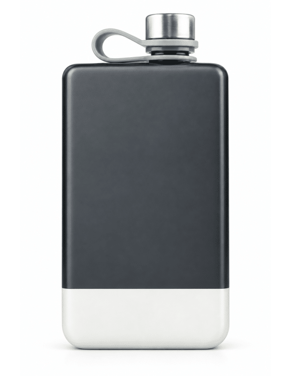 Licorera de acero inoxidable de 8.5 oz, color negro y plata